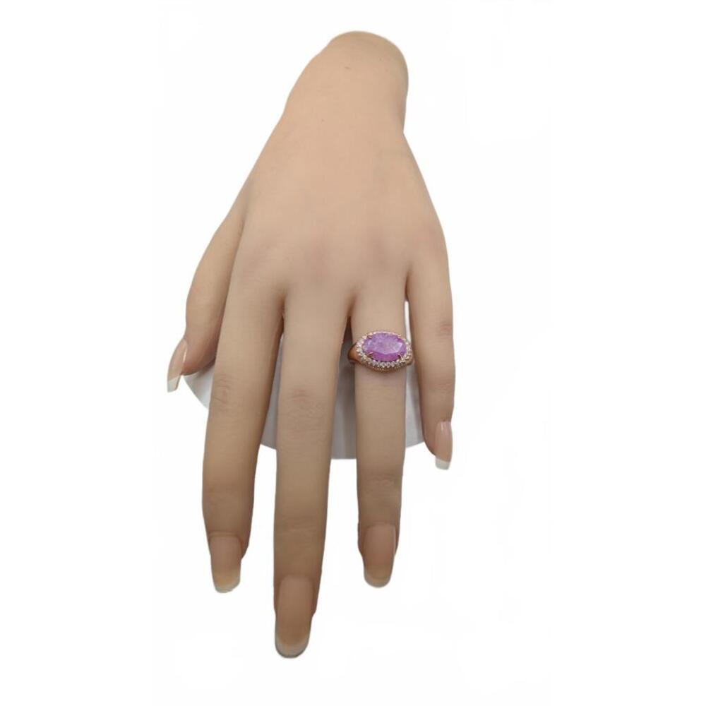 Elegant Pink Gemstone Silver Ring with Rose Gold Plating Size 6 - Picture 2 of 8